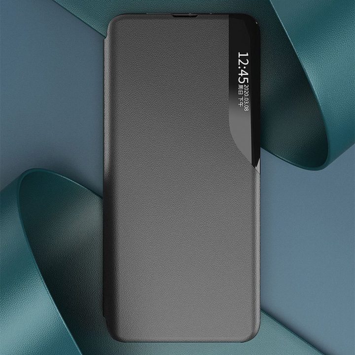 Eco Leather View dėklas Elegantiškas atlenkiamas dangtelis su stovo funkcija Poco M4 Pro 5G Blue