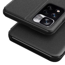 Eco Leather View dėklas Elegantiškas flip dangtelis Poco M4 Pro 5G , juodos spalvos