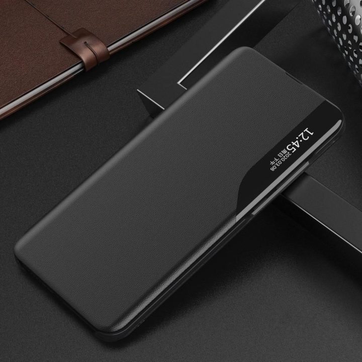Eco Leather View dėklas Elegantiškas flip dangtelis Poco M4 Pro 5G , juodos spalvos