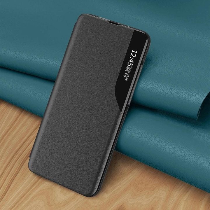 Eco Leather View dėklas Elegantiškas flip dangtelis Poco M4 Pro 5G , juodos spalvos