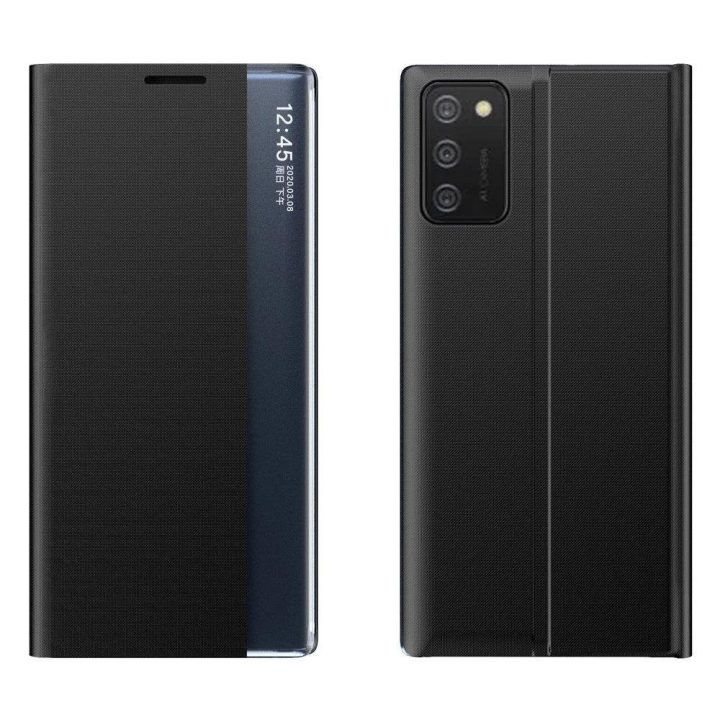 Naujas Sleep Case dėklas su stovo funkcija, skirtas Samsung Galaxy A03s (166.5), juodas