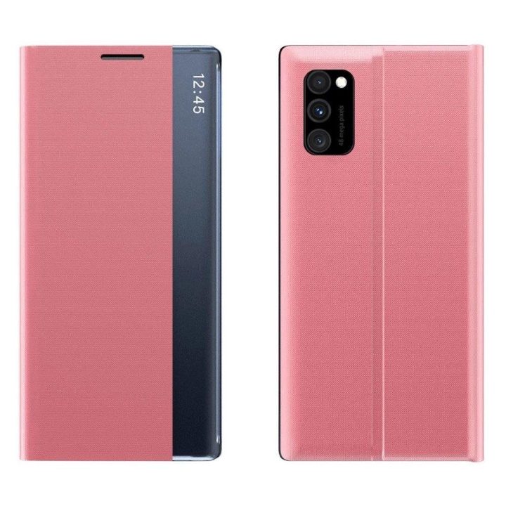 Naujas Sleep Case dangtelis su atlenkiamo stovo funkcija, skirtas Poco M4 Pro 5G , rožinės spalvos