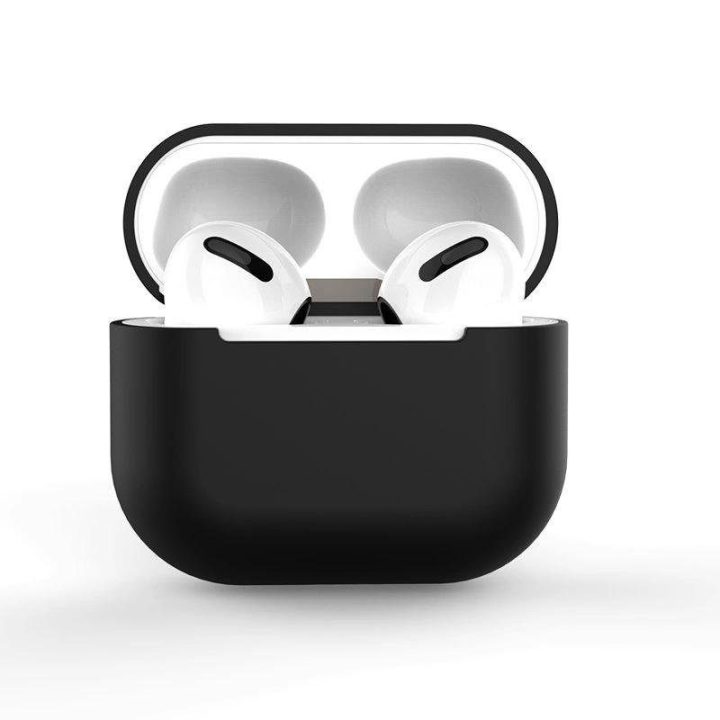 AirPods 2 / AirPods 1 silikoninis minkštas dėklas ausinėms, juodas (dėklas C)