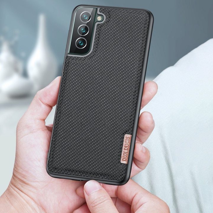 Fino dėklas pagamintas iš nailono medžiagos, skirtas Samsung Galaxy S22 + (S22 Plus), mėlynos spalvos