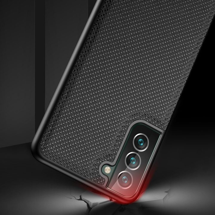 Fino dėklas pagamintas iš nailono medžiagos, skirtas Samsung Galaxy S22 + (S22 Plus), mėlynos spalvos