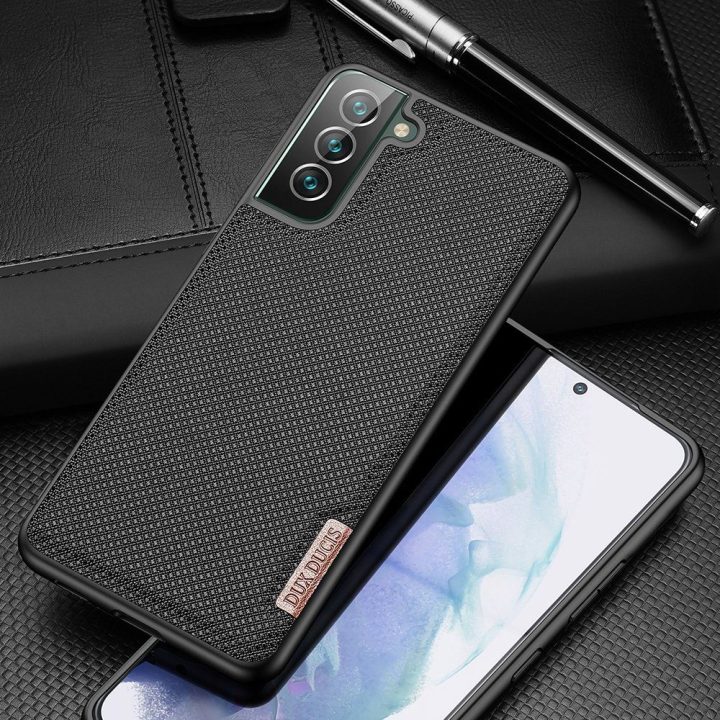 Fino dėklas pagamintas iš nailono medžiagos, skirtas Samsung Galaxy S22 + (S22 Plus), mėlynos spalvos