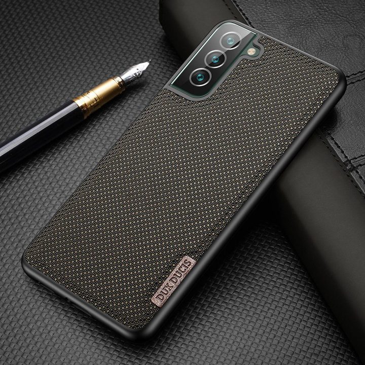 Fino dėklas pagamintas iš nailono medžiagos, skirtas Samsung Galaxy S22 + (S22 Plus), mėlynos spalvos