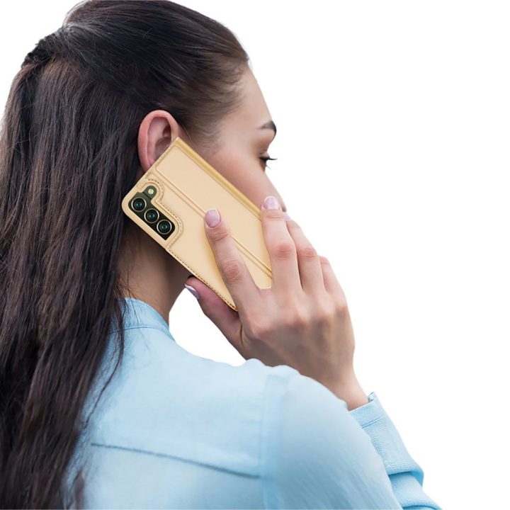 Skin Pro Holster Cover Flip Cover dangtelis, skirtas Samsung Galaxy S22 + (S22 Plus), auksinis