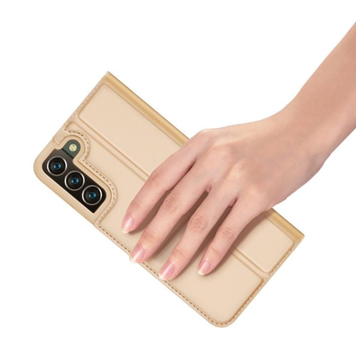 Skin Pro Holster Cover Flip Cover dangtelis, skirtas Samsung Galaxy S22 + (S22 Plus), auksinis