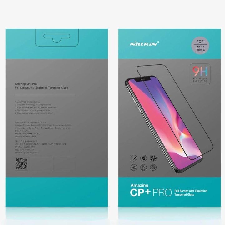 Nillkin CP + PRO itin plonas viso ekrano grūdintas stiklas su 0,2 mm 9H rėmeliu Xiaomi Redmi 10 , juodas