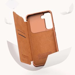 Nillkin Qin Leather Pro Case dėklas, skirtas Samsung Galaxy S22 + (S22 Plus) fotoaparato apsauginis dėklas su dėklu, apverčiamas