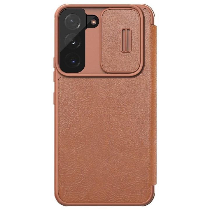 Nillkin Qin Leather Pro Case dėklas, skirtas Samsung Galaxy S22 + (S22 Plus) fotoaparato apsauginis dėklas su dėklu, apverčiamas