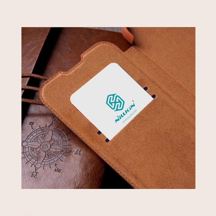 Nillkin Qin Leather Pro Case dėklas, skirtas Samsung Galaxy S22 + (S22 Plus) fotoaparato apsauginis dėklas su dėklu, apverčiamas