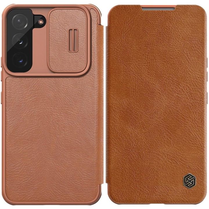 Nillkin Qin Leather Pro Case dėklas, skirtas Samsung Galaxy S22 + (S22 Plus) fotoaparato apsauginis dėklas su dėklu, apverčiamas