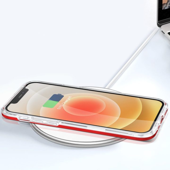 Skaidrus 3in1 dėklas iPhone 12 rėmelio gelio dangtelis raudonas