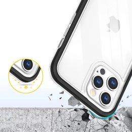 Skaidrus 3in1 dėklas iPhone 12 Pro rėmelis, gelinis dangtelis, juodas