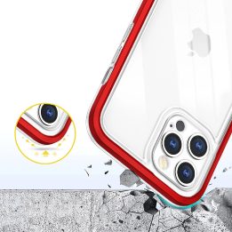 Skaidrus 3in1 dėklas iPhone 12 Pro rėmelis su geliniu dangteliu raudonas