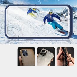 Skaidrus 3in1 dėklas iPhone 13 mini gelio dangtelis su rėmeliu mėlynas