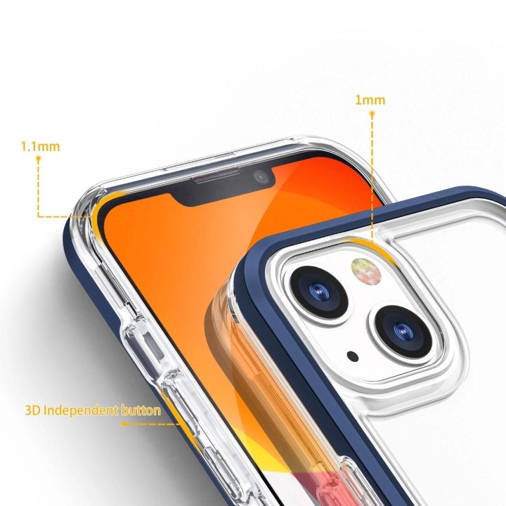 Skaidrus 3in1 dėklas iPhone 13 mini gelio dangtelis su rėmeliu mėlynas