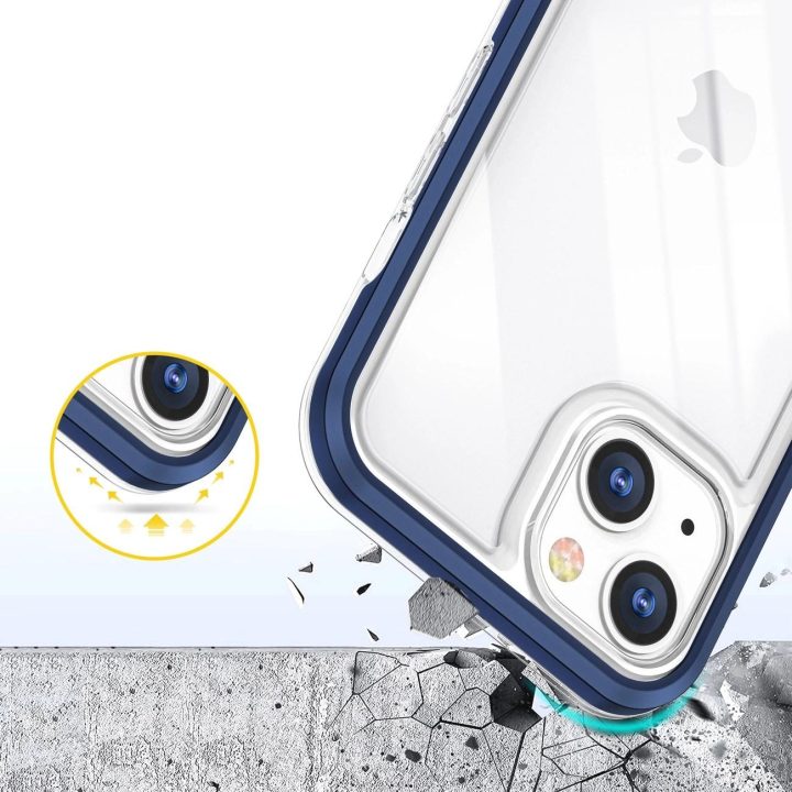 Skaidrus 3in1 dėklas iPhone 13 mini gelio dangtelis su rėmeliu mėlynas