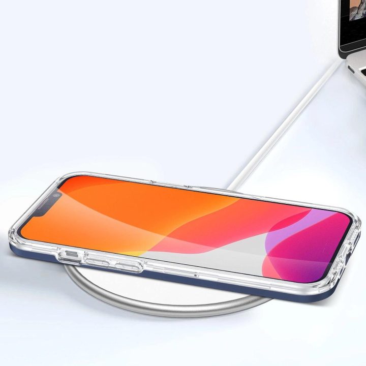 Skaidrus 3in1 dėklas iPhone 13 mini gelio dangtelis su rėmeliu mėlynas