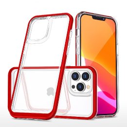 Skaidrus 3in1 dėklas iPhone 13 Pro rėmo dangtelis gelinis raudonas