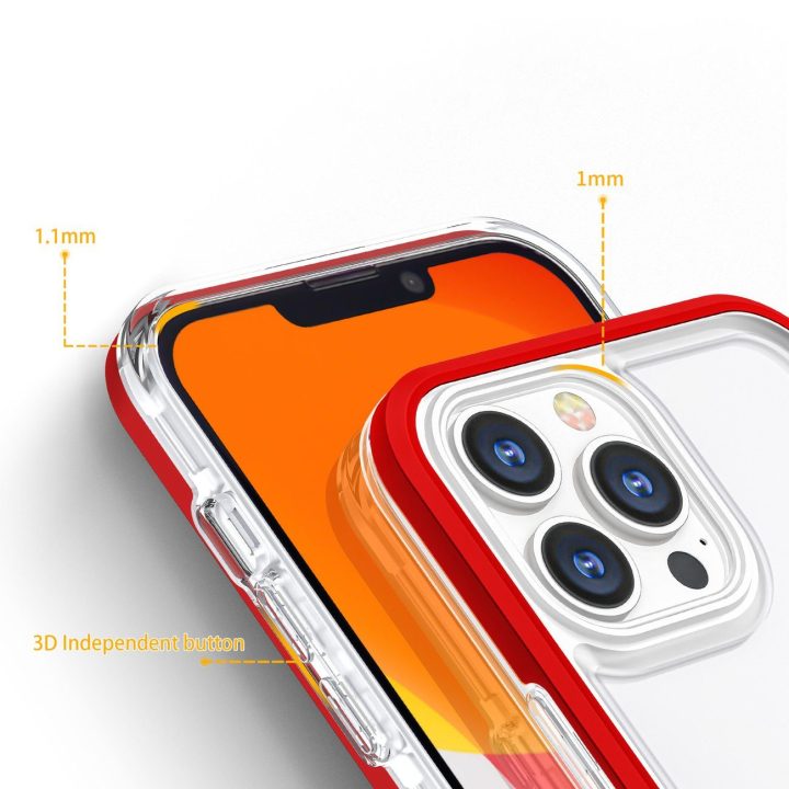 Skaidrus 3in1 dėklas iPhone 13 Pro rėmo dangtelis gelinis raudonas