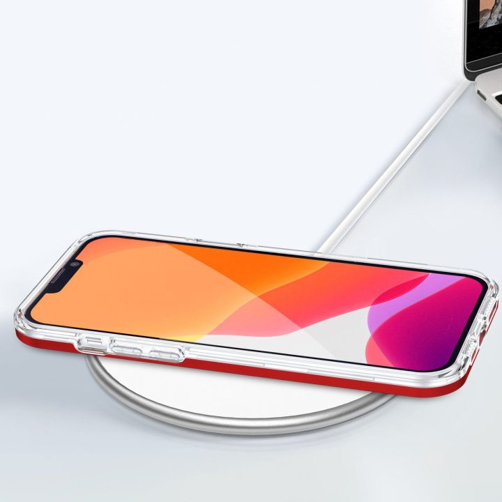Skaidrus 3in1 dėklas iPhone 13 Pro rėmo dangtelis gelinis raudonas