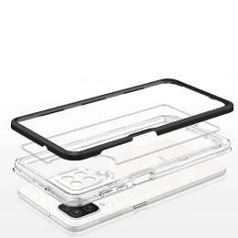 Skaidrus 3in1 korpusas Samsung Galaxy A22 4G Frame Gel Cover Black