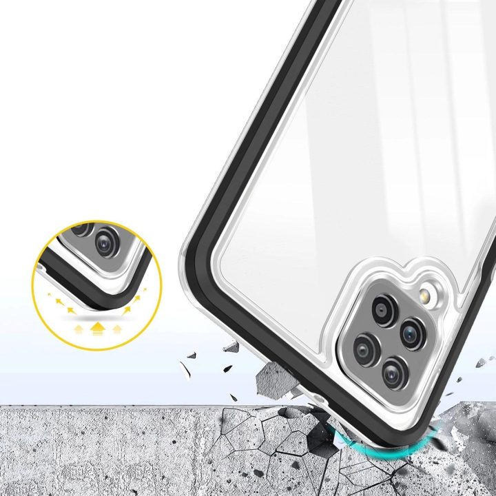 Skaidrus 3in1 korpusas Samsung Galaxy A22 4G Frame Gel Cover Black