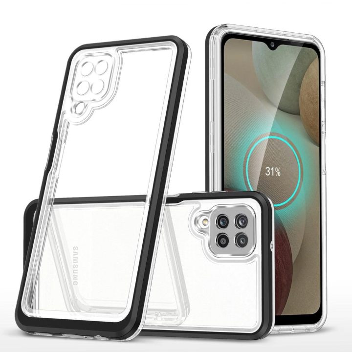Skaidrus 3in1 korpusas Samsung Galaxy A22 4G Frame Gel Cover Black