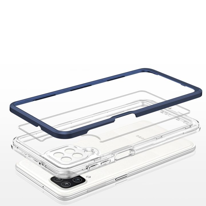 Skaidrus 3in1 korpusas Samsung Galaxy A22 4G Frame Gel Cover Blue