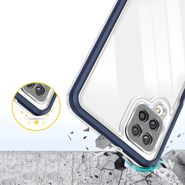 Skaidrus 3in1 korpusas Samsung Galaxy A22 4G Frame Gel Cover Blue