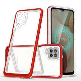 Skaidrus 3in1 korpusas Samsung Galaxy A22 4G Frame Gel Cover Red