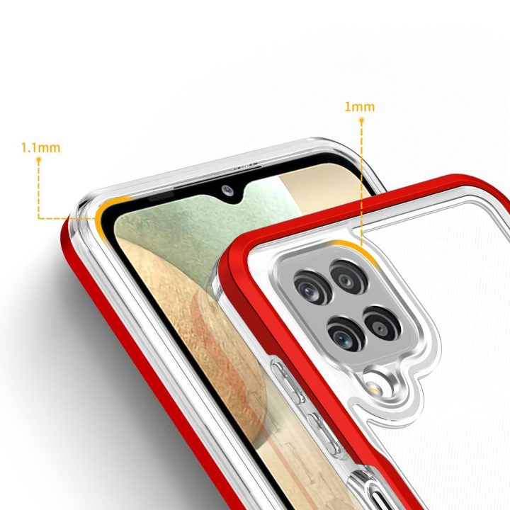 Skaidrus 3in1 korpusas Samsung Galaxy A22 4G Frame Gel Cover Red
