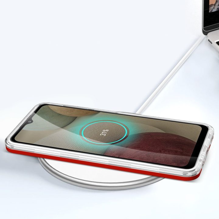 Skaidrus 3in1 korpusas Samsung Galaxy A22 4G Frame Gel Cover Red