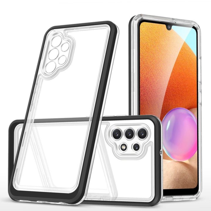 Skaidrus 3in1 korpusas Samsung Galaxy A32 5G Frame Gel Cover Black
