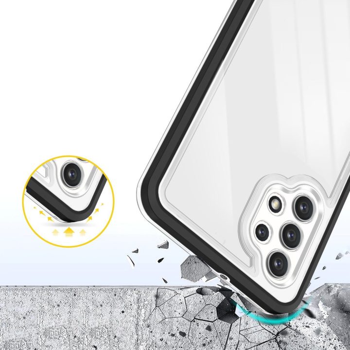 Skaidrus 3in1 korpusas Samsung Galaxy A32 5G Frame Gel Cover Black