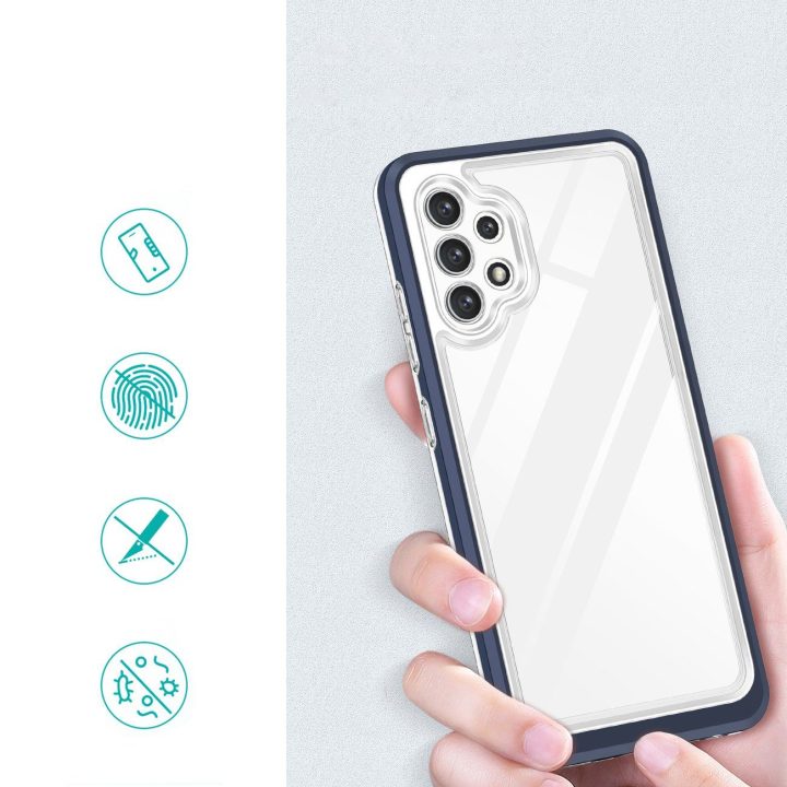 Skaidrus 3in1 korpusas Samsung Galaxy A32 5G Frame Gel Cover Blue