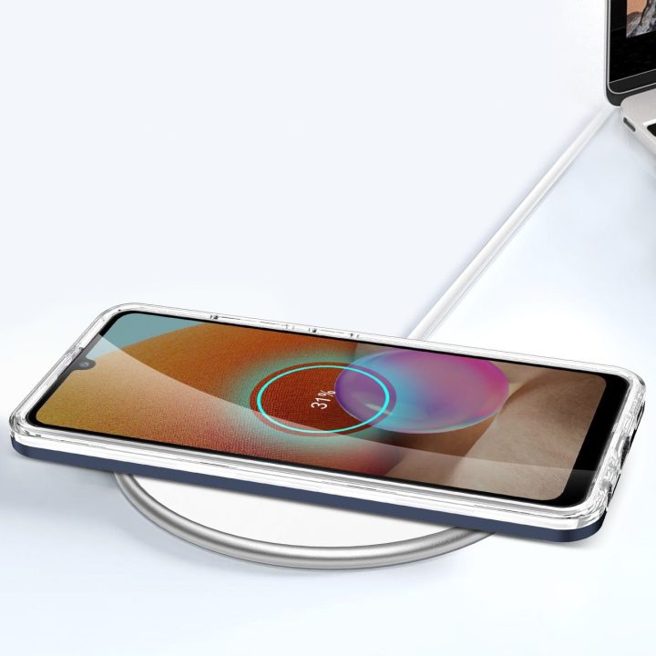 Skaidrus 3in1 korpusas Samsung Galaxy A32 5G Frame Gel Cover Blue