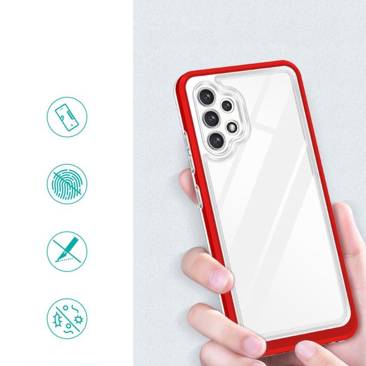 Skaidrus 3in1 korpusas Samsung Galaxy A32 5G Frame Gel Cover Red