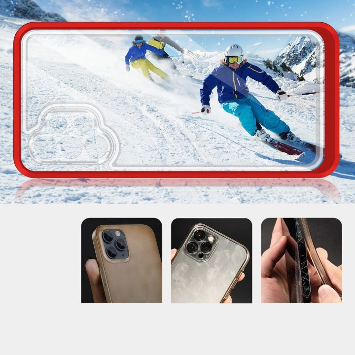 Skaidrus 3in1 korpusas Samsung Galaxy A32 5G Frame Gel Cover Red