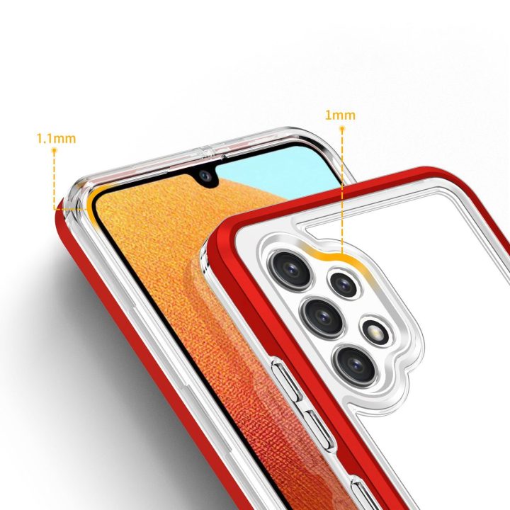 Skaidrus 3in1 korpusas Samsung Galaxy A32 5G Frame Gel Cover Red