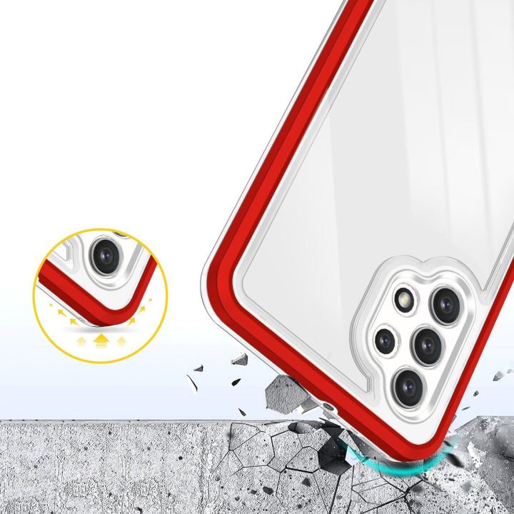 Skaidrus 3in1 korpusas Samsung Galaxy A32 5G Frame Gel Cover Red