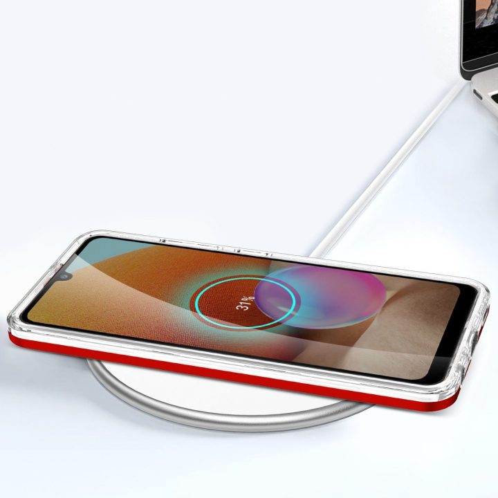 Skaidrus 3in1 korpusas Samsung Galaxy A32 5G Frame Gel Cover Red