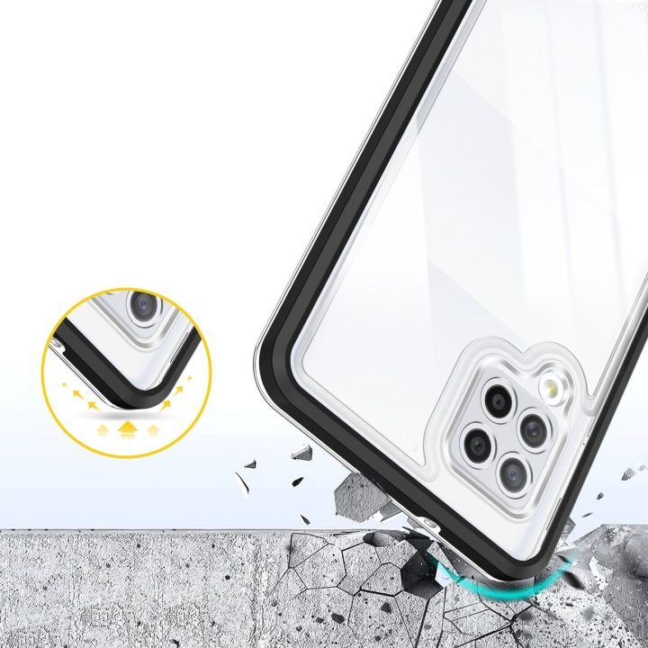 Skaidrus 3in1 korpusas Samsung Galaxy A42 5G Frame Gel Cover Black