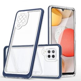 Skaidrus 3in1 korpusas Samsung Galaxy A42 5G Frame Gel Cover Blue
