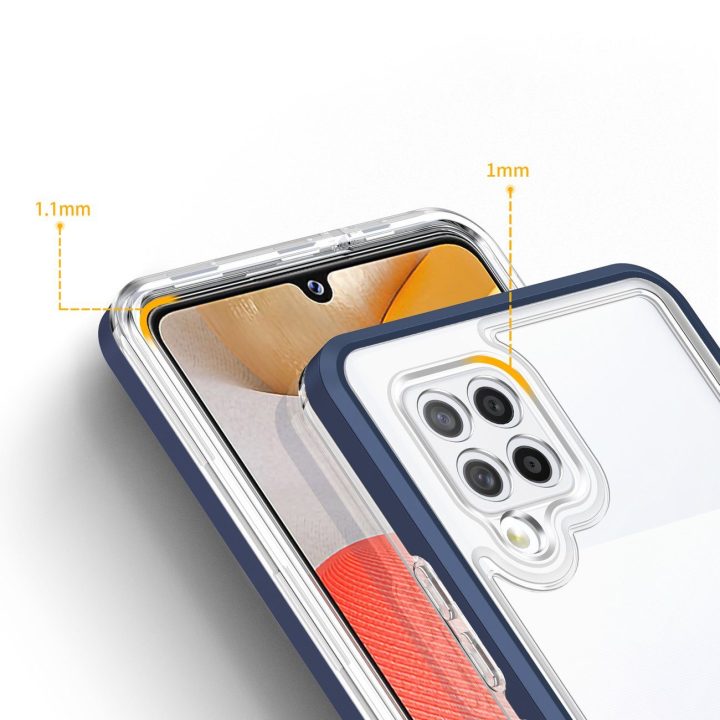 Skaidrus 3in1 korpusas Samsung Galaxy A42 5G Frame Gel Cover Blue