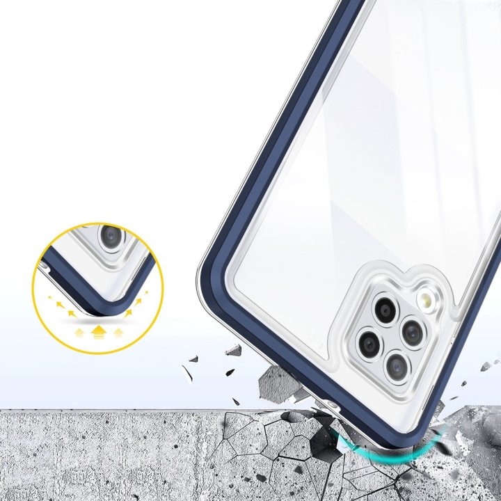 Skaidrus 3in1 korpusas Samsung Galaxy A42 5G Frame Gel Cover Blue