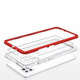 Skaidrus 3in1 korpusas Samsung Galaxy A42 5G Frame Gel Cover Red